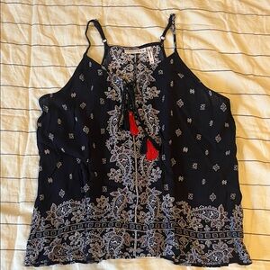 Navy Paisley Top